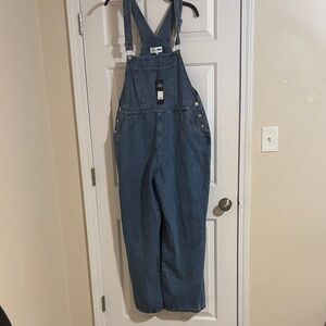 Fashion Nova wide leg denim overalls